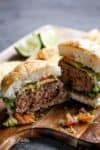 Carne Asada Guacamole Burgers | http://cafedelites.com
