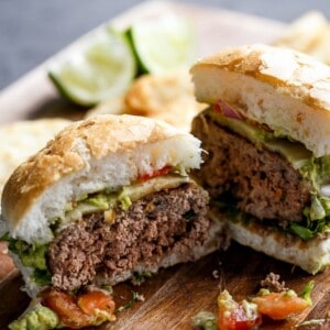 Carne Asada Guacamole Burgers pieces