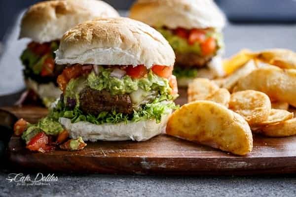 Carne Asada Guacamole Burgers | https://cafedelites.com