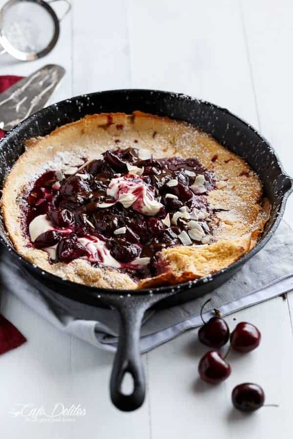 Chocolate-Cherry German Pancake (or Dutch Baby Pancake)-1