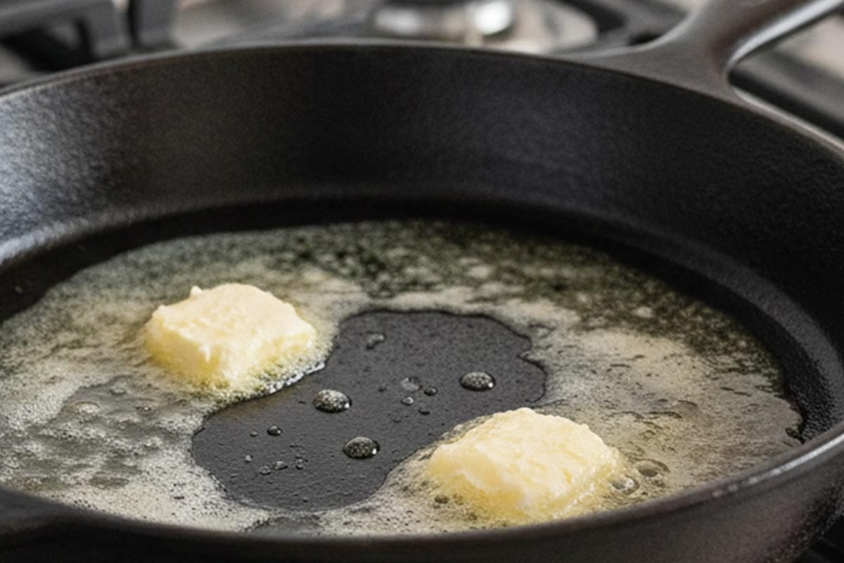 Melting the butter in a pan. - 3