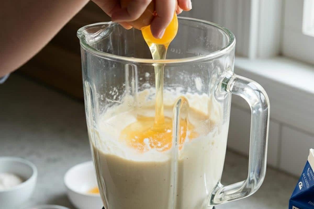 Adding the eggs to the batter. - 5