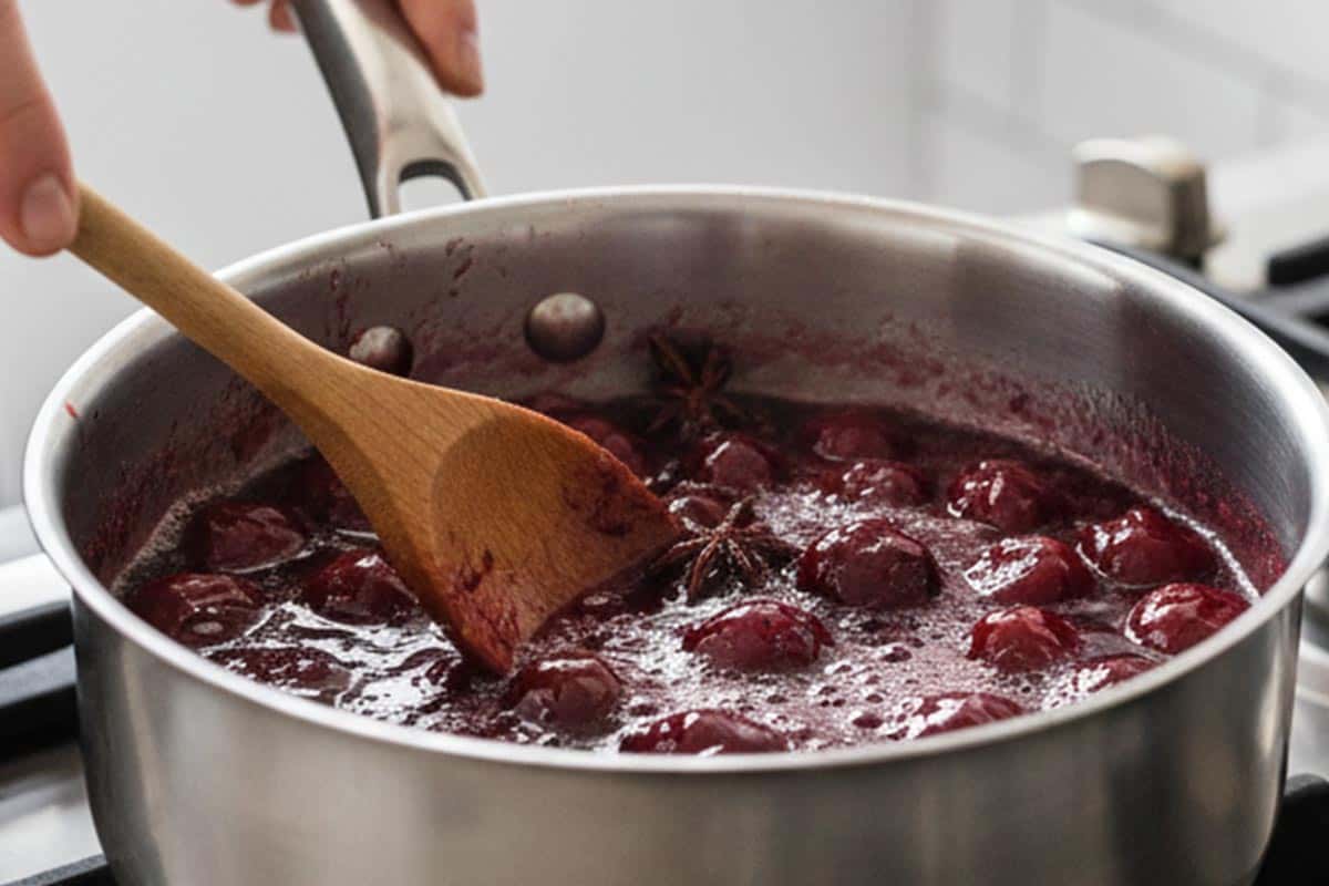 Combined the cherries, water, sugar, and Cointreau in a small saucepan. - 8