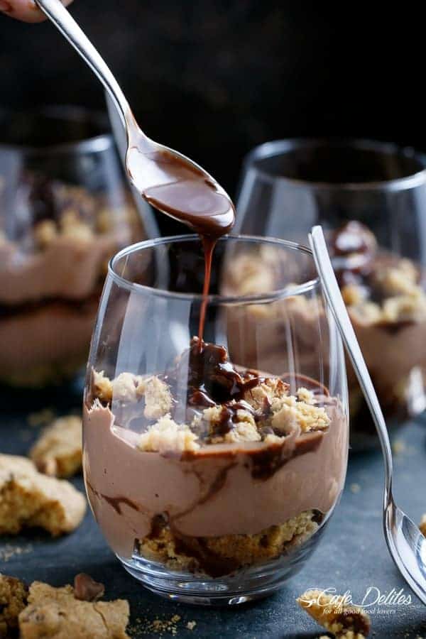 No Bake Nutella Cheesecake Chocolate Chip Cookie Parfait