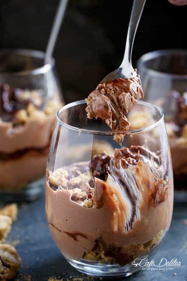 Nutella Cheesecake Chocolate Chip Cookie Parfait | https://cafedelites.com