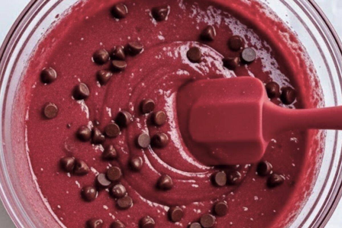 Stir in the chocolate chips until evenly distributed and pour the mixture into a lined loaf tin