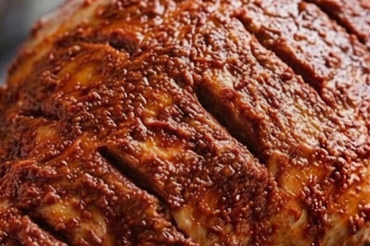 Cut about 6 shallow slits over the lamb, work paste into each opening, then insert one or two slices of the remaining garlic. - 5