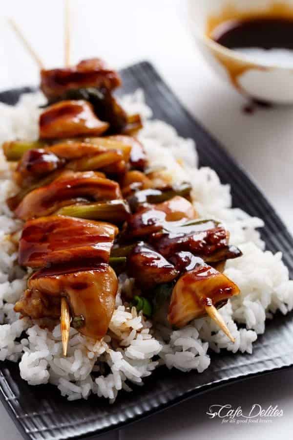 Easy Chicken Yakitori with rice