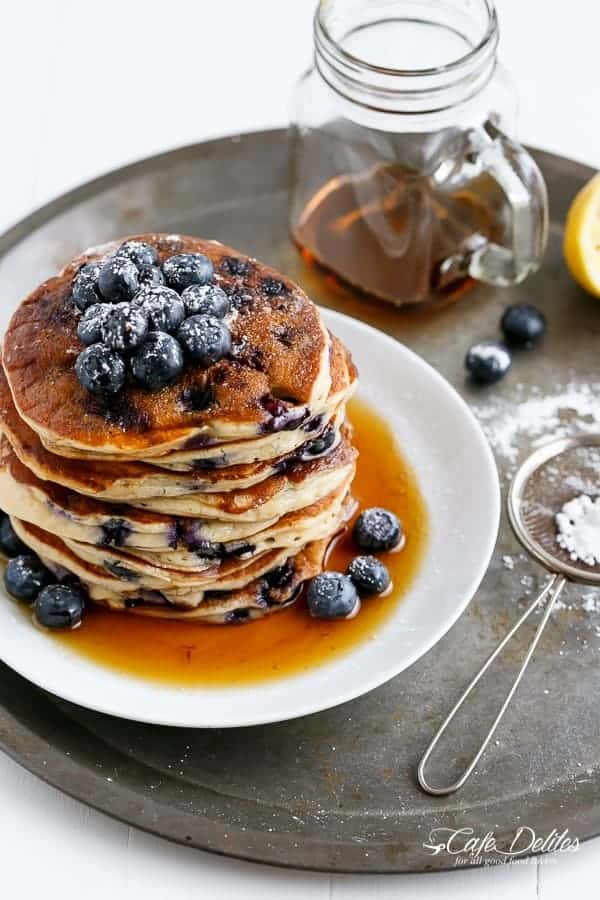  Fluffy pancakes with a hint of lemon and full of juicy blueberries Blueberry Ricotta Pancakes