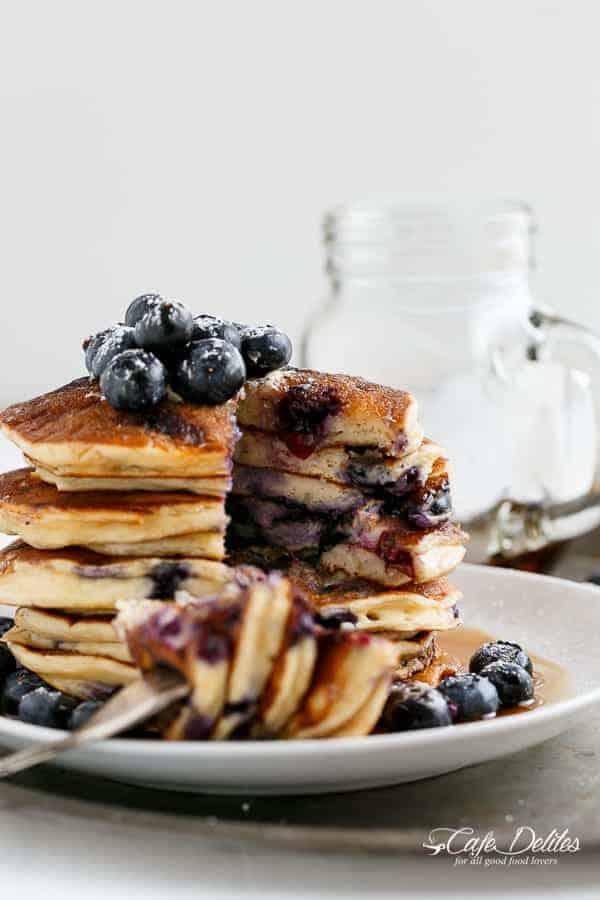  Fluffy pancakes with a hint of lemon and full of juicy blueberries Blueberry Ricotta Pancakes