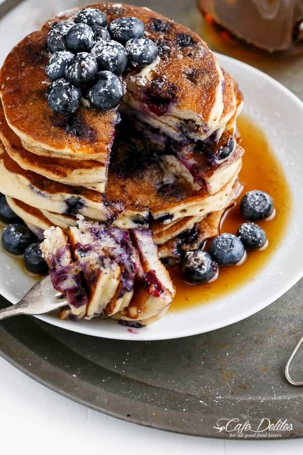  Fluffy pancakes with a hint of lemon and full of juicy blueberries Blueberry Ricotta Pancakes