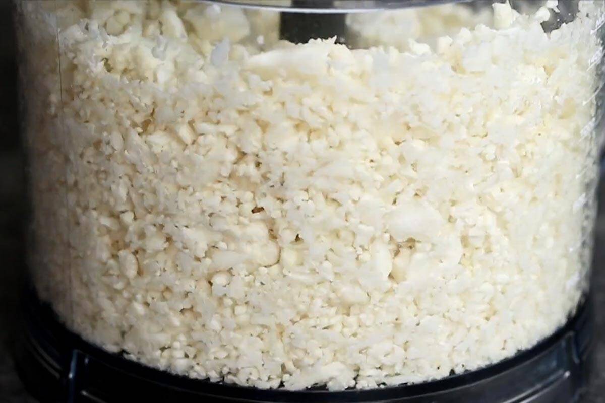 Pulsed the cauliflower florets in a food processor.