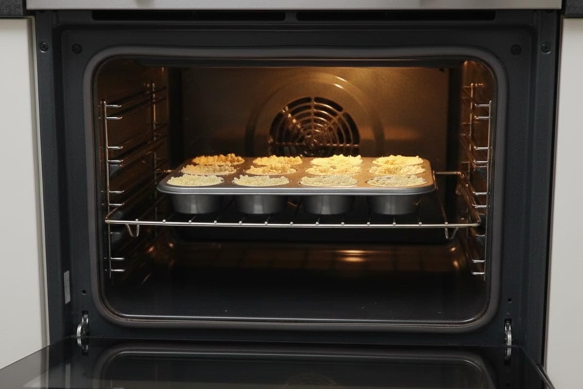Baking the cups in the oven.