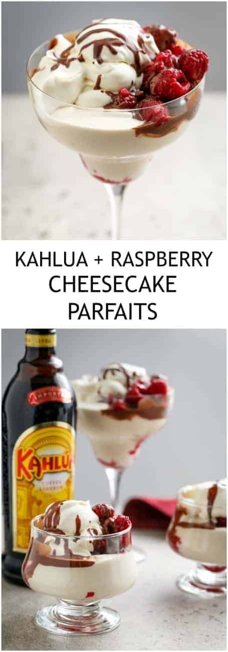 No Bake Creamy Kahlua + Raspberry Cheesecake Parfaits with #LCHF #LowCarb or #WeightWatchers options!| https://cafedelites.com