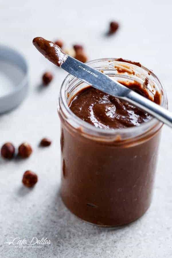 Refined Sugar-Free Nutella Spread | https://cafedelites.com
