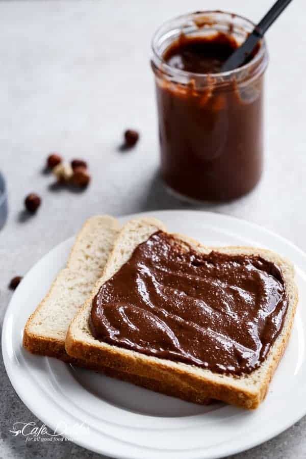 Refined Sugar-Free Nutella Spread | https://cafedelites.com