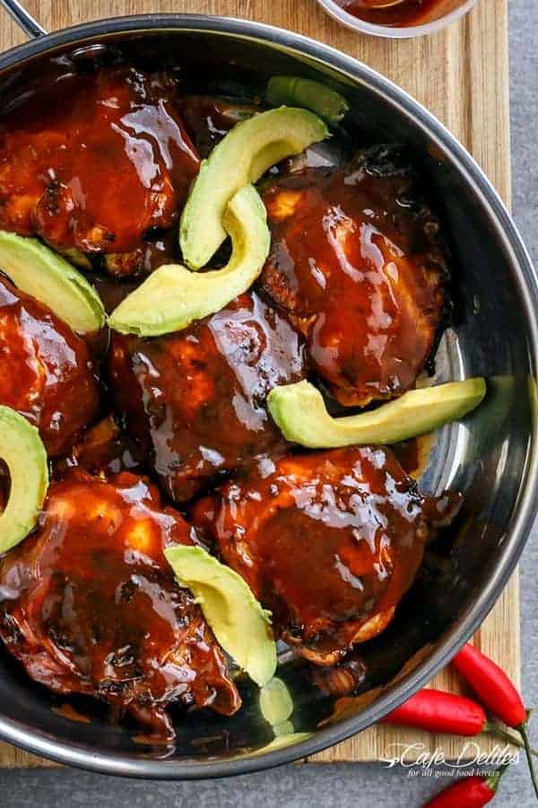 Crispy Barbecue Buffalo Chicken Thighs with Avocado-image