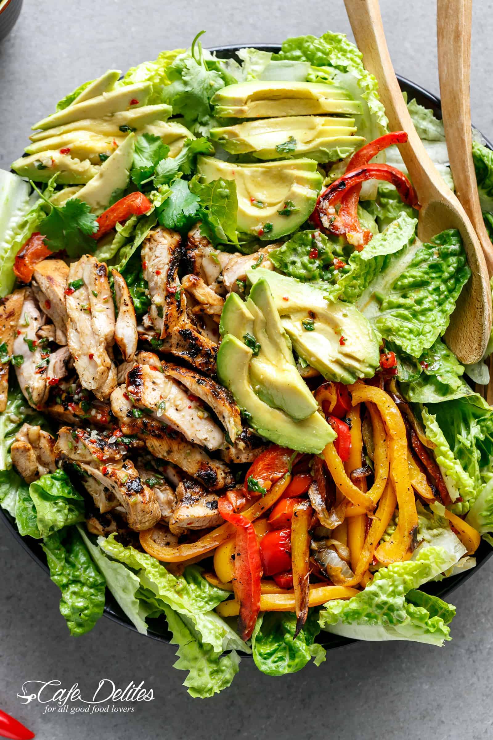 Chili Lime Chicken Fajita Salad IMAGES | cafedelites.com