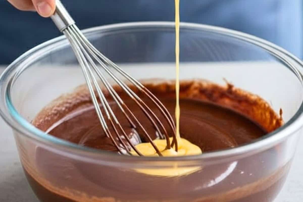 Whisk the beaten eggs into the cooled mixture until everything comes together - 5