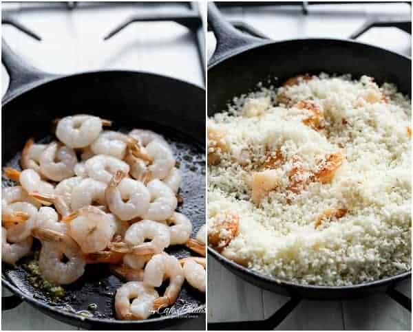 Creamy Garlic Shrimp (Prawn) Cauliflower "Risotto" | https://cafedelites.com