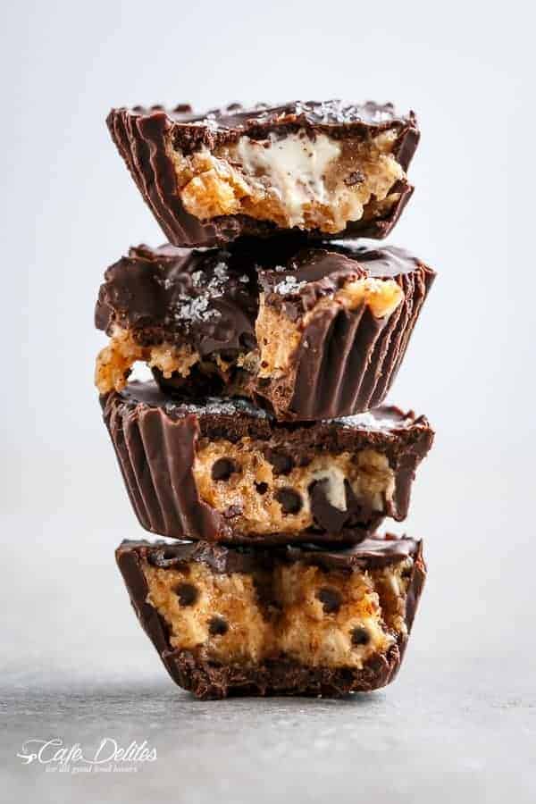 No Bake Chocolate Chip Cheesecake Cookie Dough Cups (Low Carb)