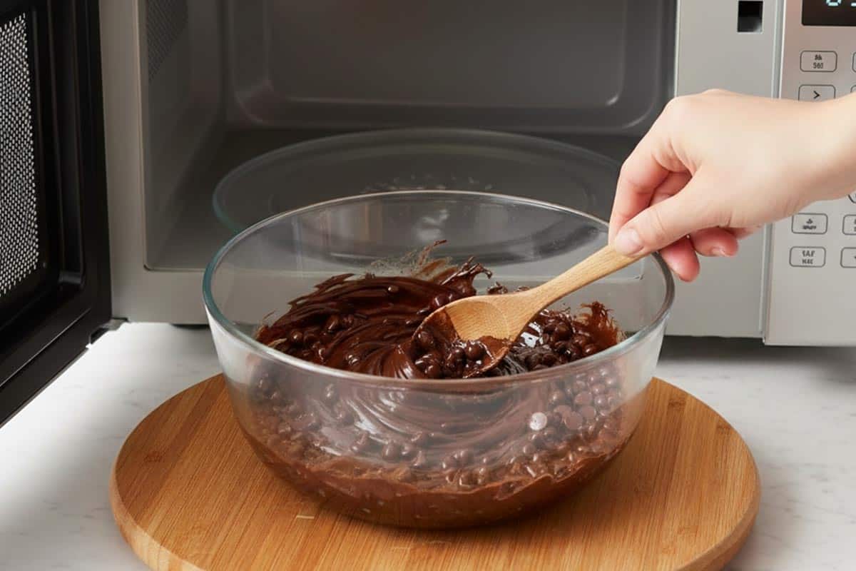 Combined chocolate and coconut oil in a microwave safe bowl.