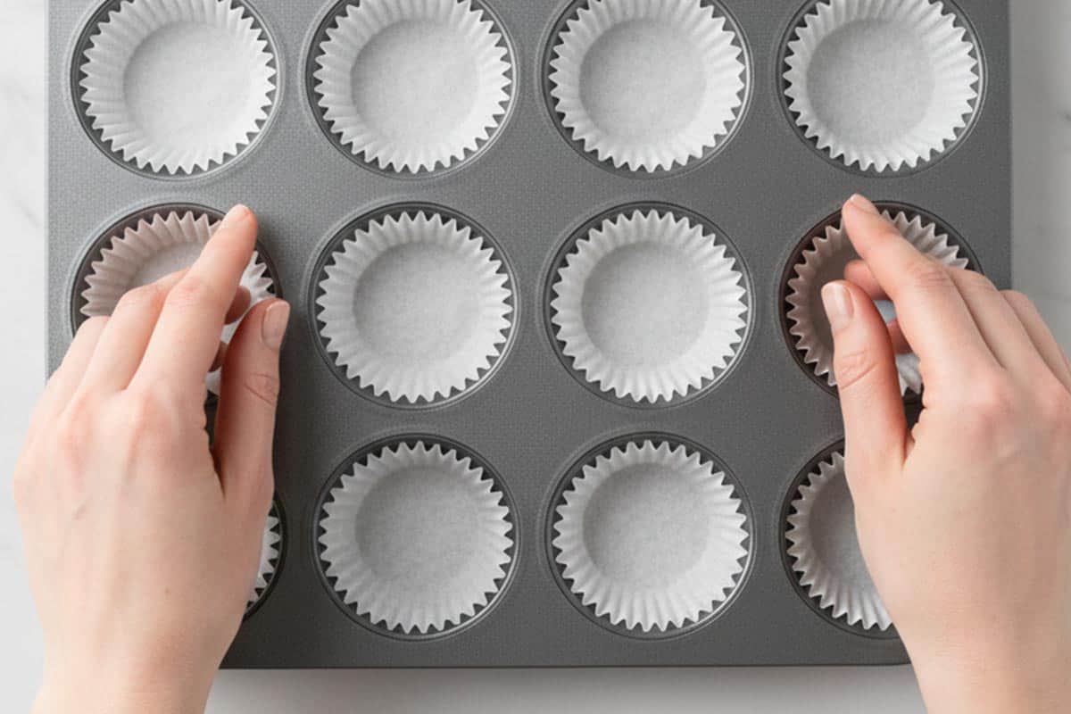 Lined a mini muffin pan with paper liners.