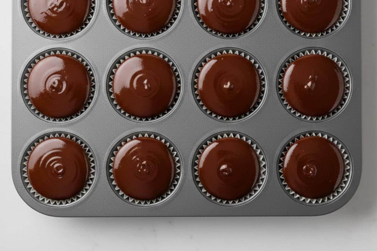 Filled the cup with cookie dough and cover with the remaining