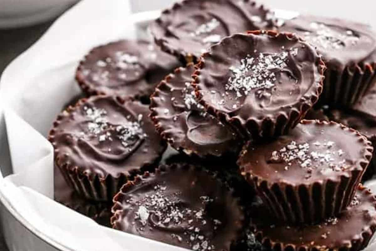 Close-up shot of Chocolate Chip Cheesecake Cups.