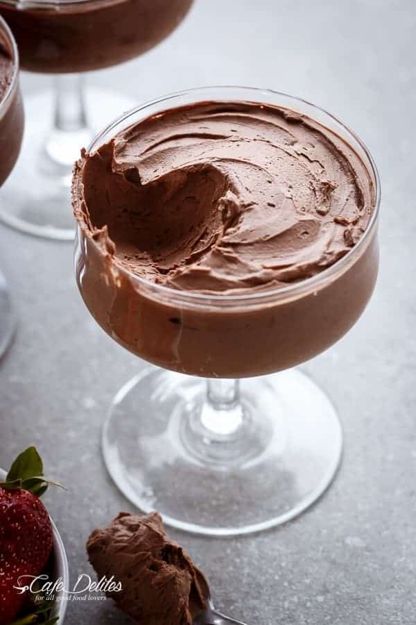 3-Ingredient Double Chocolate Mousse (Low Carb and Dairy Free) | https://cafedelites.com