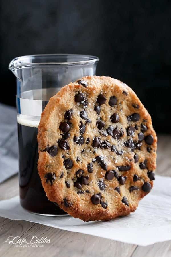 Single Serve Jumbo Low Carb Chocolate Chip Cookie | https://cafedelites.com