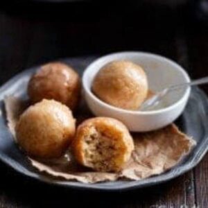 close up of apple fritter donut holes