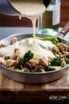 Chicken and Mushrooms in a Creamy White Wine Sauce | https://cafedelites.com