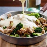 Chicken and Mushrooms in a Creamy White Wine Sauce | https://cafedelites.com