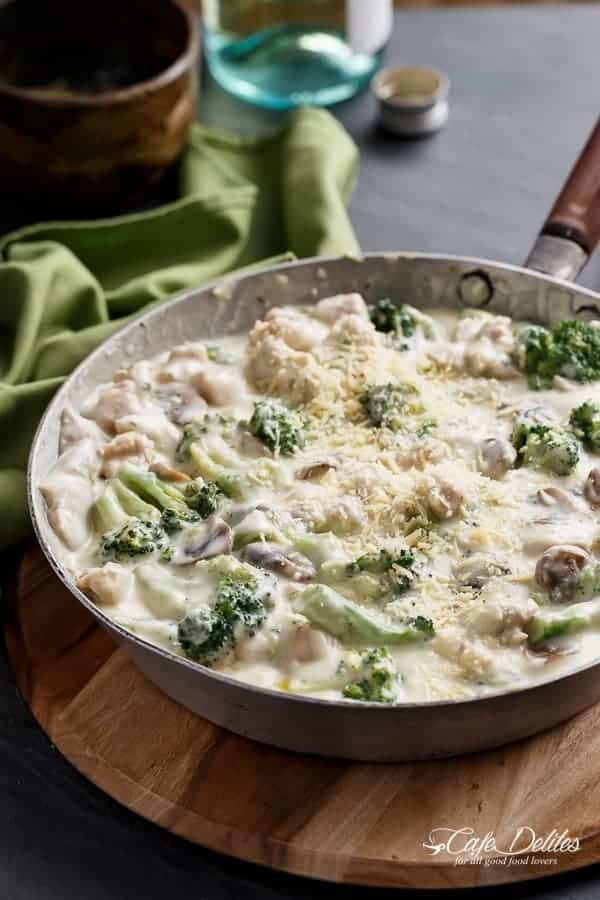 Chicken and Mushrooms in a Creamy White Wine Sauce Chicken and Mushrooms in a Creamy White Wine Sauce