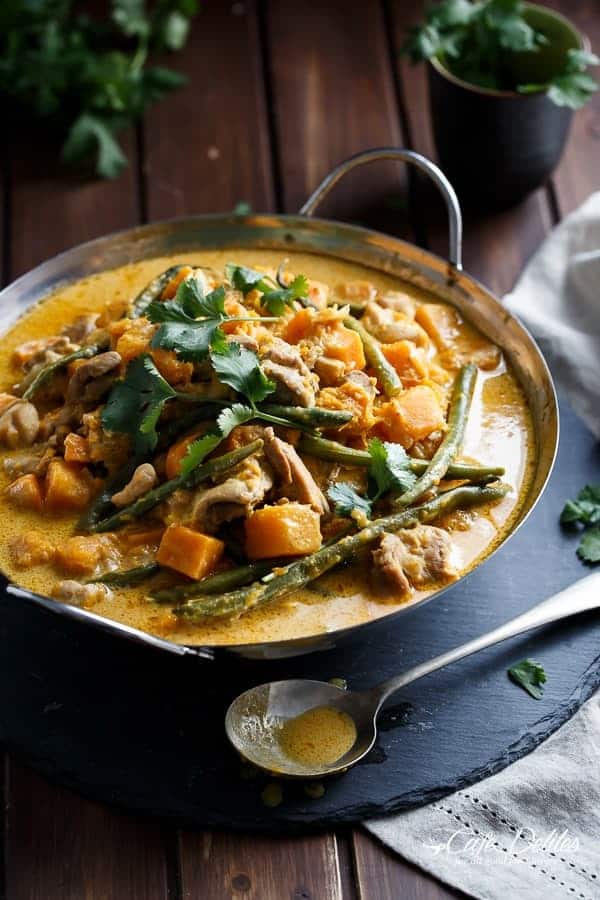 Chicken and Butternut Pumpkin Korma Curry | https://cafedelites.com