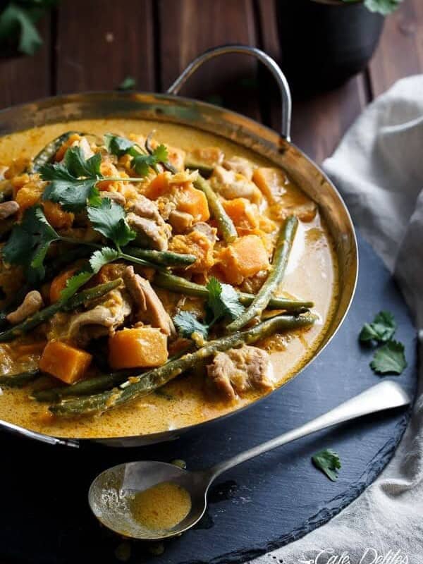Chicken and Pumpkin Korma Curry in a pan