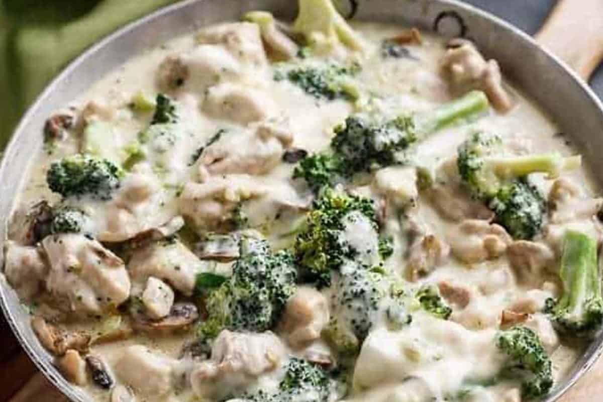 Close-up shot of White Wine Chicken.