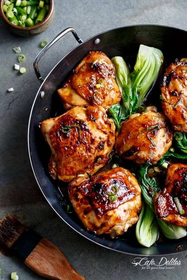 Roasted Asian Glazed Chicken Thighs - Cafe Delites