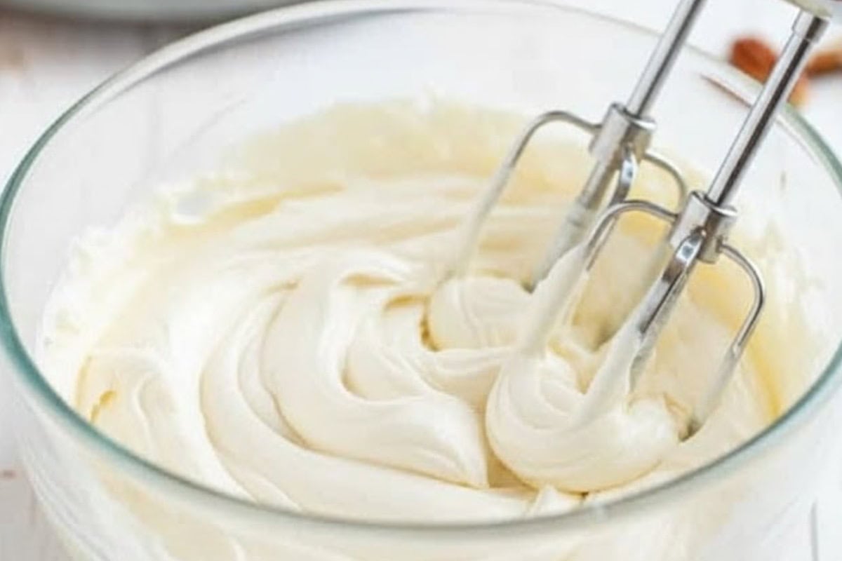 Whip the cream cheese, yogurt, and sugar