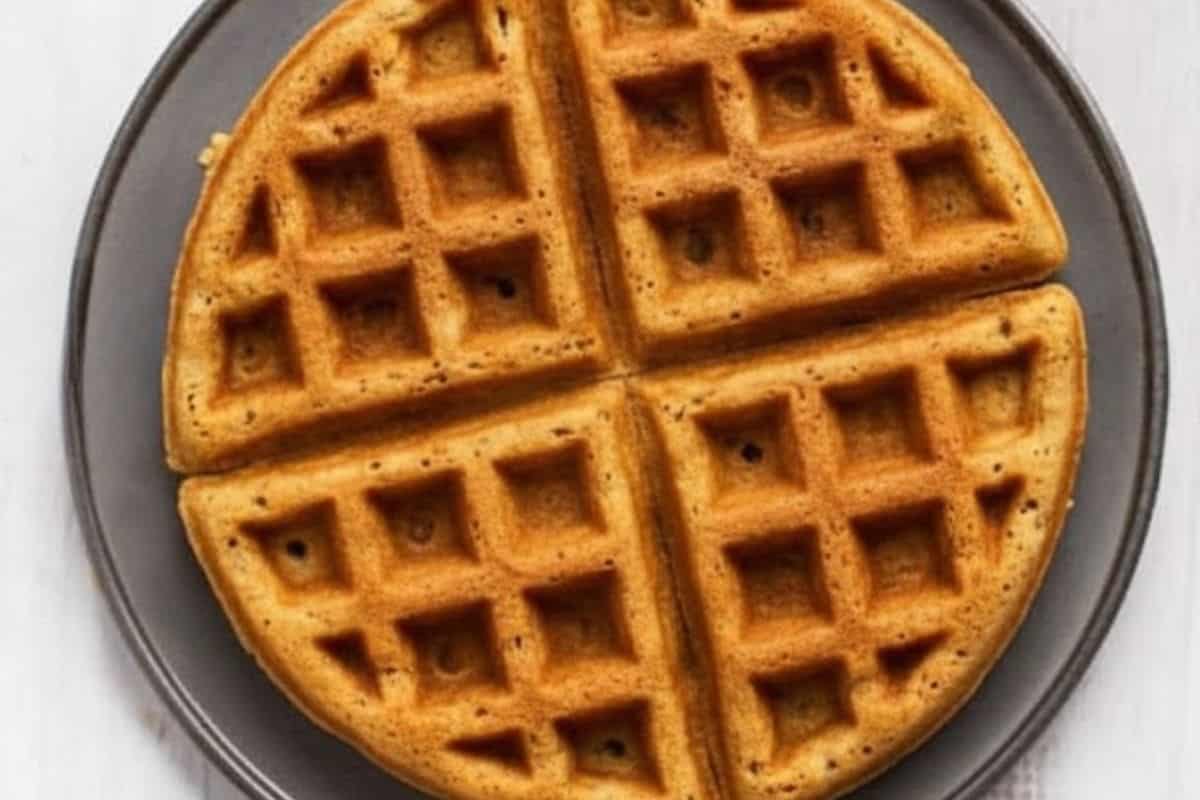 Pour about one half to three quarters cup of batter into the waffle iron and cook until golden and crisp.