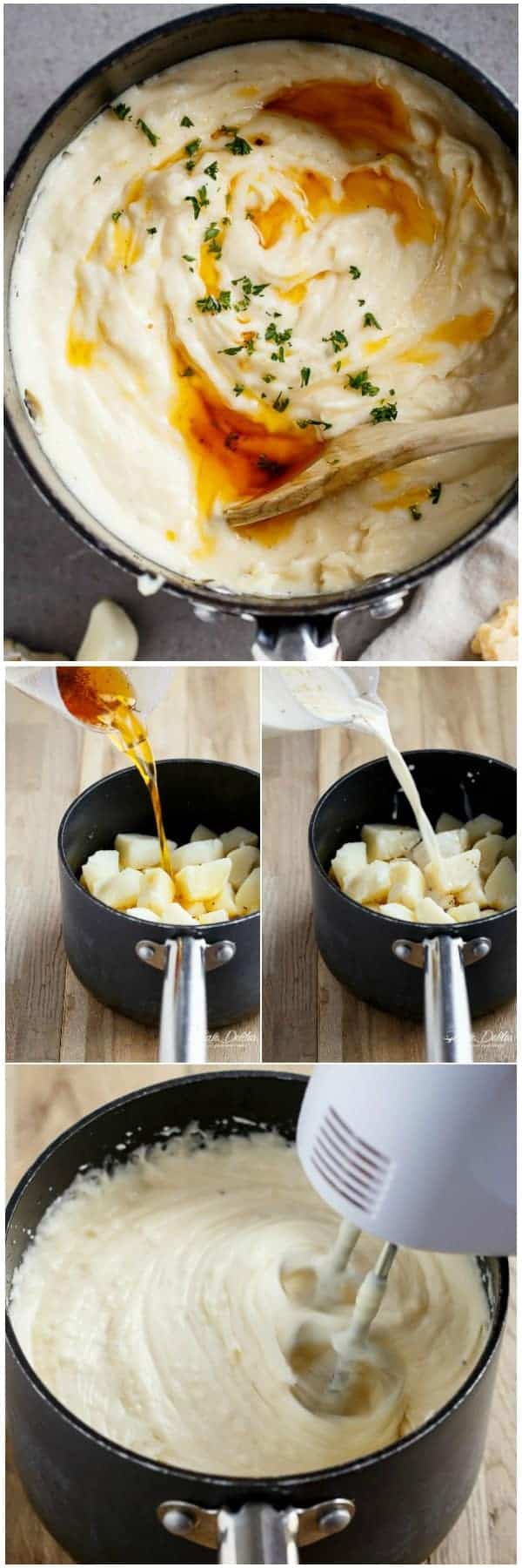 Garlic and Parmesan Browned Butter Mashed Potatoes | https://cafedelites.com