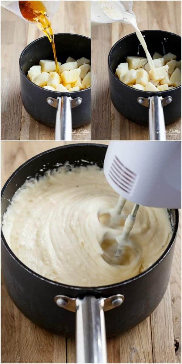 Garlic and Parmesan Browned Butter Mashed Potatoes | https://cafedelites.com