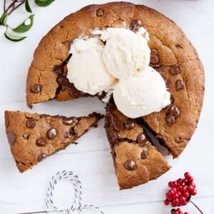 Nutella Stuffed Deep Dish Gingerbread Cookie with Browned Butter and Chocolate Chips