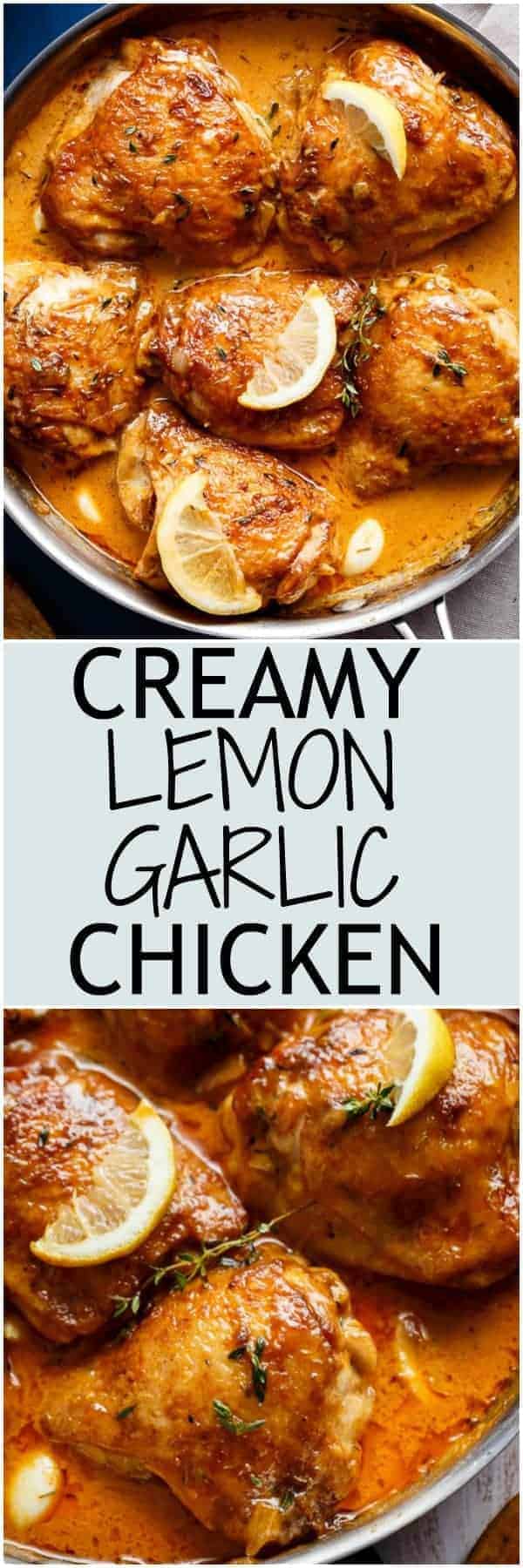 Creamy Lemon Garlic Chicken | https://cafedelites.com