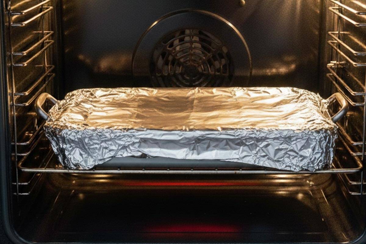 Covered the dish with foil.