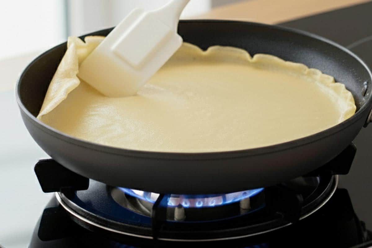 Gently loosen the crepe with a spatula.