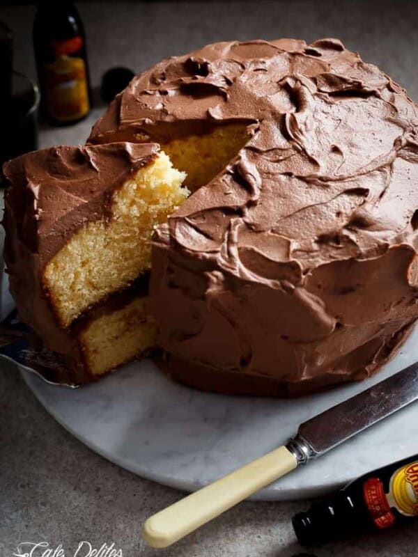 A fluffy and super moist butter cake with Kahlua chocolate