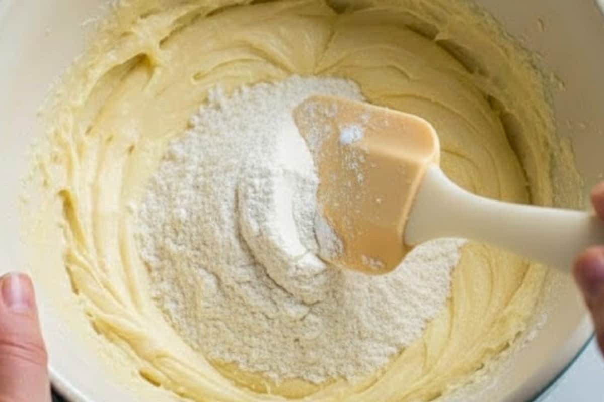 Gently fold in half of the flour - 6