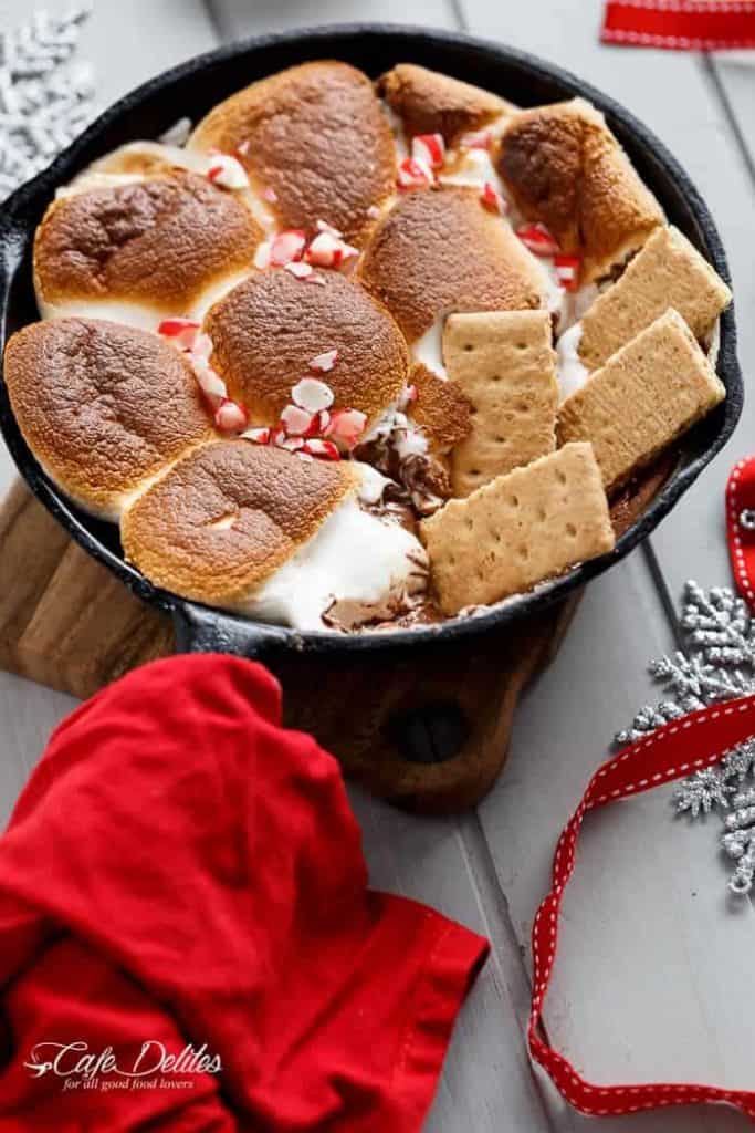 Candy Cane Christmas S'mores Dip - Cafe Delites